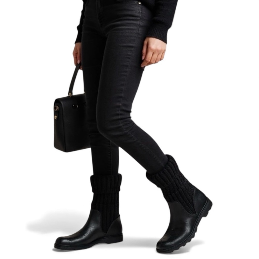 Gucci Aspen Lug Sole Wool Rubber Boots Black | Vintage 2000s